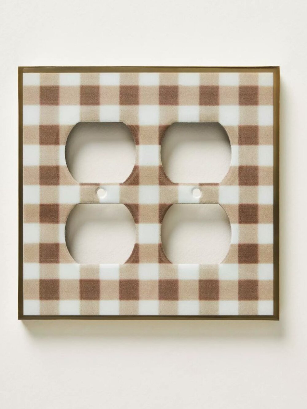 New! Anthropologie McKay Patterned Switch Plate Double Outlet in Sand Gingham